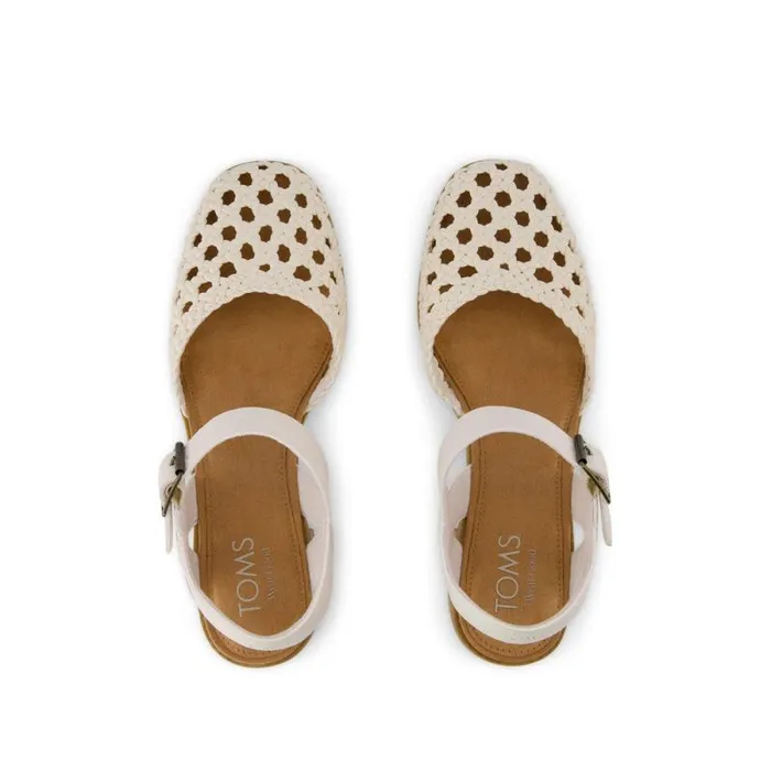 Toms Heels and Wedges Jaclyn Heel Natural Perforated Basket Woven Leather 8211 Women