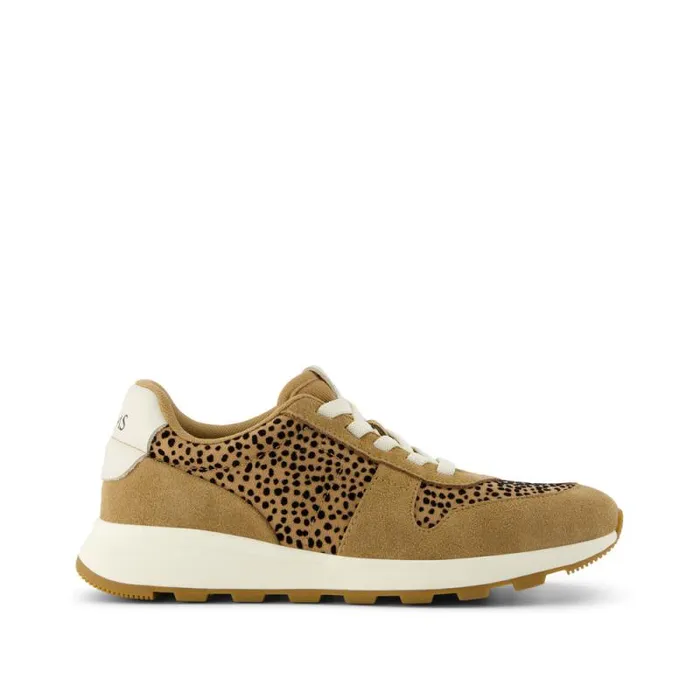 Toms Slip Ons TRVL LITE Retro Runner Sneaker Water Repellent Tan Mini Cheetah 8211 Women