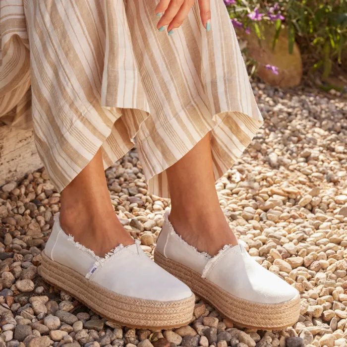 Toms Slip Ons Valencia Platform Espadrille White Canvas 8211 Women