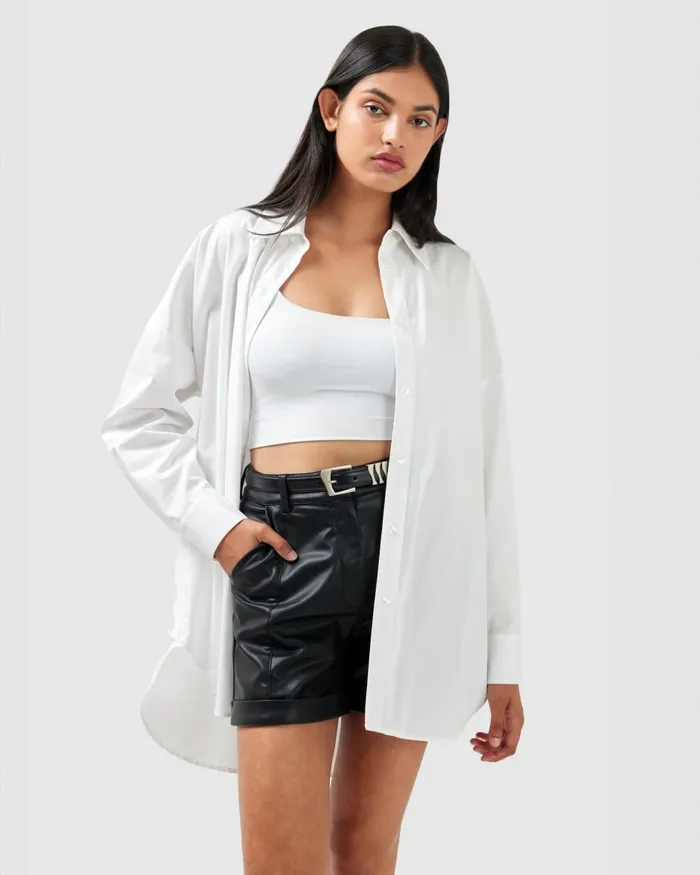 Tops Into You Oversized Shirt 8211 White Belle and Bloom Women