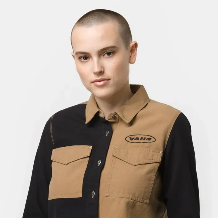 Tops Vans Women Grunge Glam Woven Shirt DirtBlack
