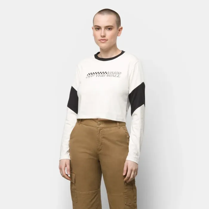 Tops Vans Women Rider Tri Crew Shirt Marshmallow