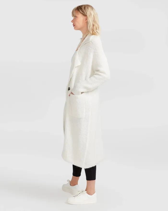 Tops Women Born To Run Sustainable Sweater Coat 8211 White Belle and Bloom