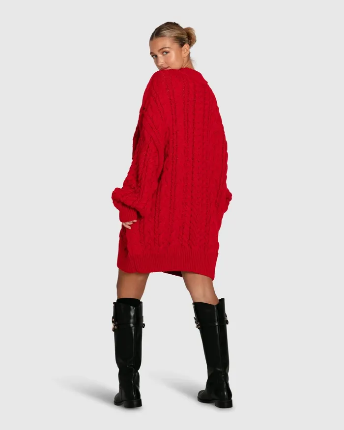 Tops Women Still The One Chunky Oversize Knit 8211 Red Belle and Bloom
