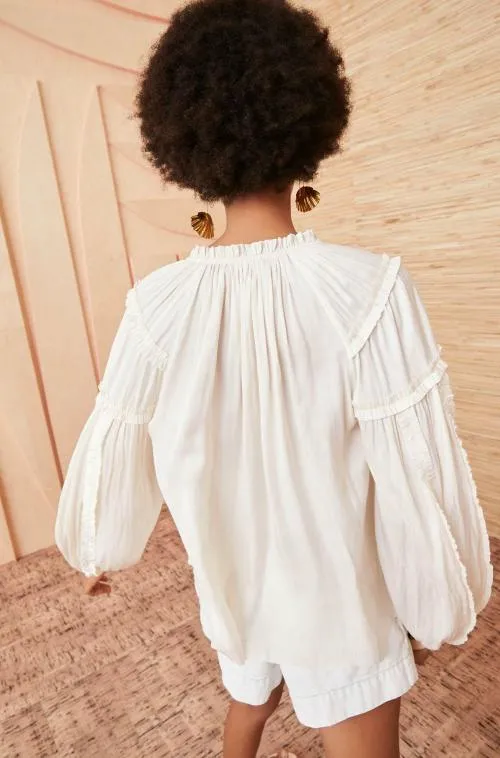 Tops Women Ulla Johnson Maeve Blouse Blanc Tops Women Ulla Johnson Maeve Blouse Blanc
