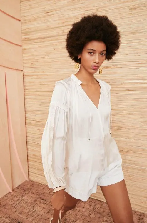 Tops Women Ulla Johnson Maeve Blouse Blanc Tops Women Ulla Johnson Maeve Blouse Blanc
