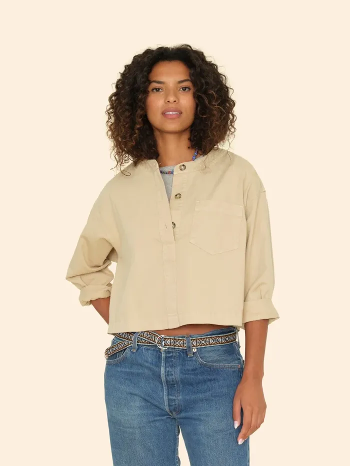 Tops Women XRENA Khaki Gold Nicky Twill Top Tops Women XRENA Khaki Gold Nicky Twill Top