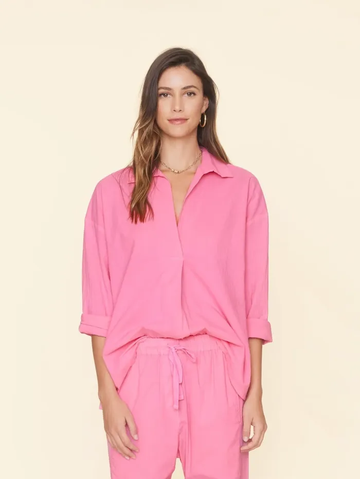 Tops XRENA Women Rose Pink Henry Top Tops XRENA Women Rose Pink Henry Top