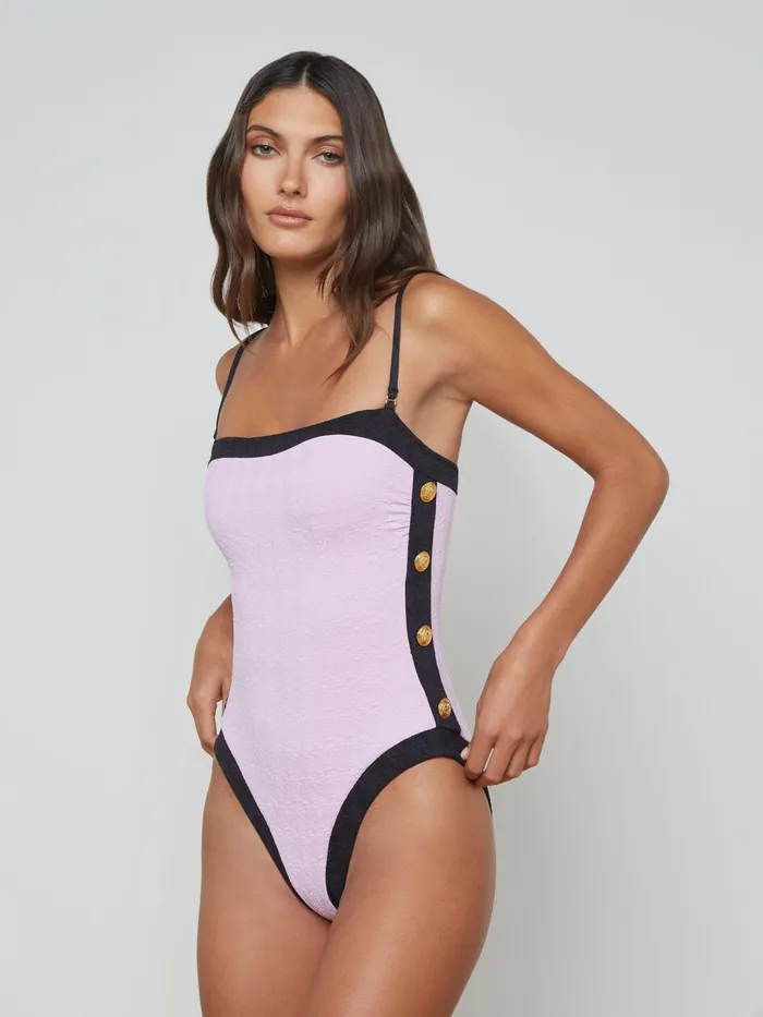 Tory Bandeau OnePiece Swimsuit Light Violetblack Women L039Agence Swimwear Tory Bandeau OnePiece Swimsuit Light Violetblack Women L039Agence Swimwear