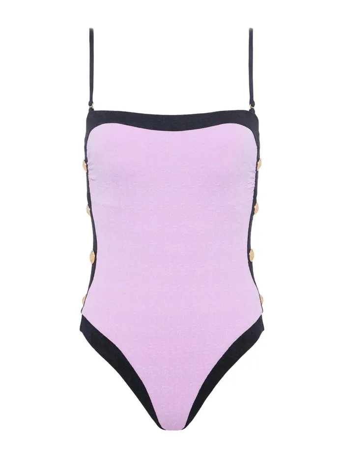 Tory Bandeau OnePiece Swimsuit Light Violetblack Women L039Agence Swimwear Tory Bandeau OnePiece Swimsuit Light Violetblack Women L039Agence Swimwear