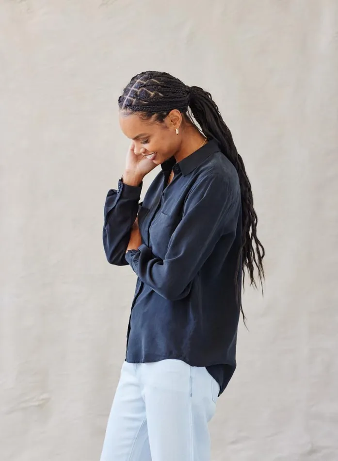 Two Pocket Classic Button Down 8211 Vintage Black Women Bella Dahl Long Sleeve