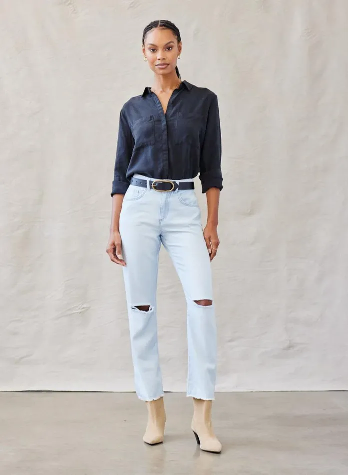 Two Pocket Classic Button Down 8211 Vintage Black Women Bella Dahl Long Sleeve