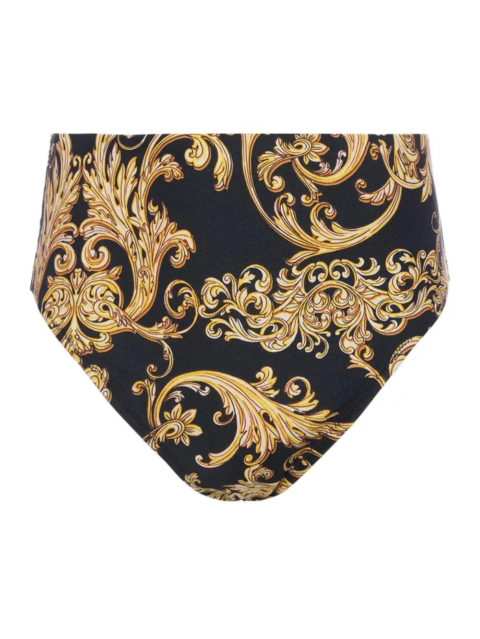 Vanessa HighWaisted Bikini Bottom Blackgold Barocco Swirl Women L039Agence Swimwear