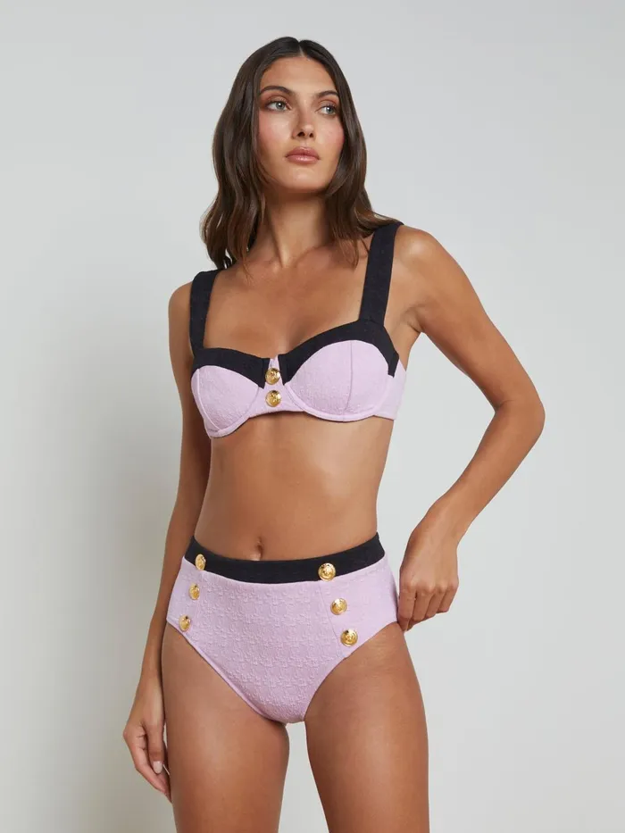 Vanessa HighWaisted Bikini Bottom Light Violetblack Women L039Agence Swimwear Vanessa HighWaisted Bikini Bottom Light Violetblack Women L039Agence Swimwear