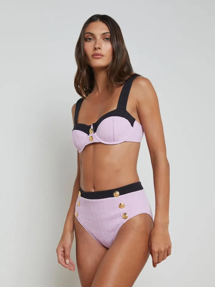 Vanessa HighWaisted Bikini Bottom Light Violetblack Women L039Agence Swimwear Vanessa HighWaisted Bikini Bottom Light Violetblack Women L039Agence Swimwear