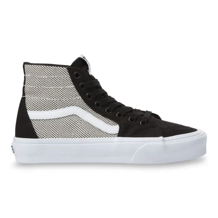 Vans 2Tone Linen Sk8Hi Tapered BlackTrue White Women Classics Shoes