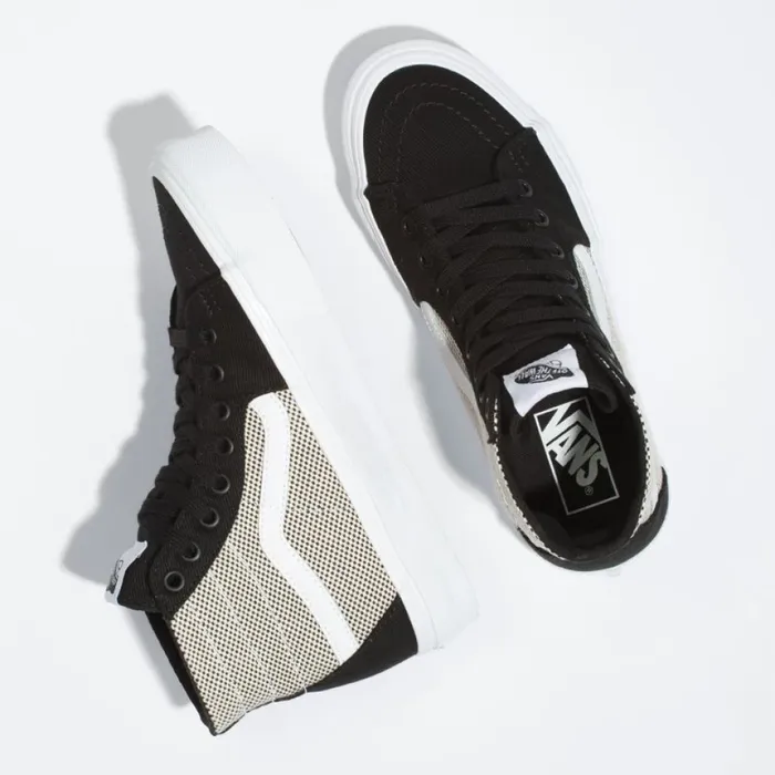 Vans 2Tone Linen Sk8Hi Tapered BlackTrue White Women Classics Shoes
