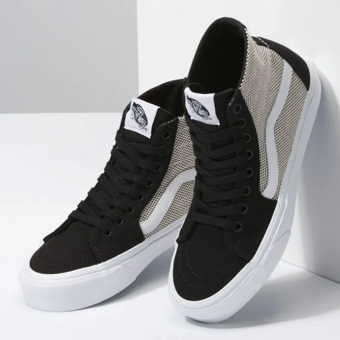 Vans 2Tone Linen Sk8Hi Tapered BlackTrue White Women Classics Shoes