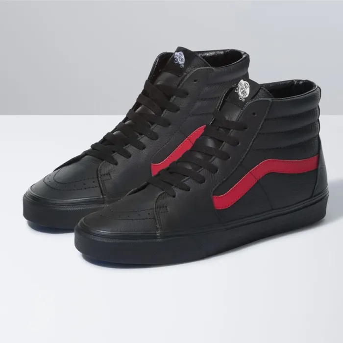 Vans Classics Shoes MenWomen Leather Pop Sk8Hi BlackChili Pepper