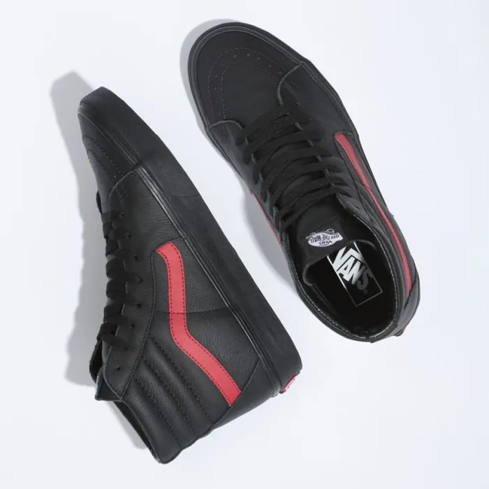Vans Classics Shoes MenWomen Leather Pop Sk8Hi BlackChili Pepper