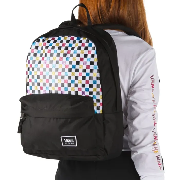 Vans Realm Classic Glitter Backpack Glitter Check MenWomen Backpacks and Bags