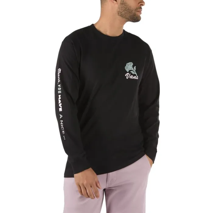 Vans TShirts and Tanks Men Thank You Floral Long Sleeve TShirt Black Vans TShirts and Tanks Men Thank You Floral Long Sleeve TShirt Black