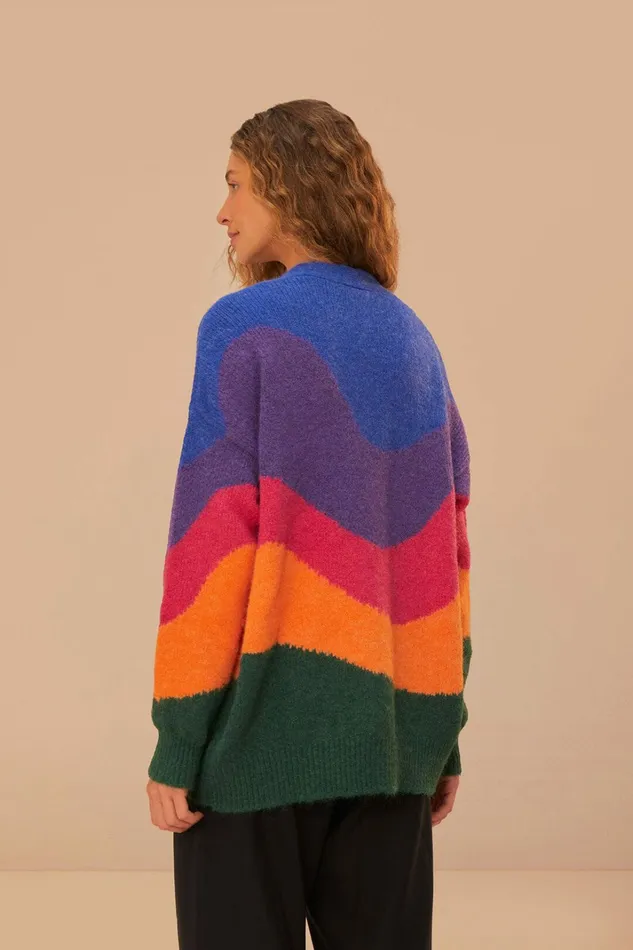 Vintage Waves Multicolor Knit Cardigan Women FARM Rio Cardigans Vintage Waves Multicolor Knit Cardigan Women FARM Rio Cardigans