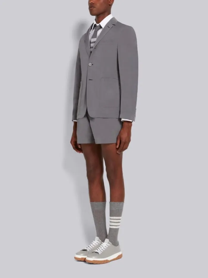 Vitello Calf Leather Cable Knit Sole Court Sneaker Medium Grey Men Thom Browne Sneakers