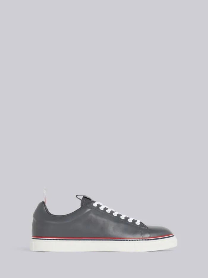 Vitello Calf Leather Tennis Shoe Medium Grey Men Thom Browne Sneakers