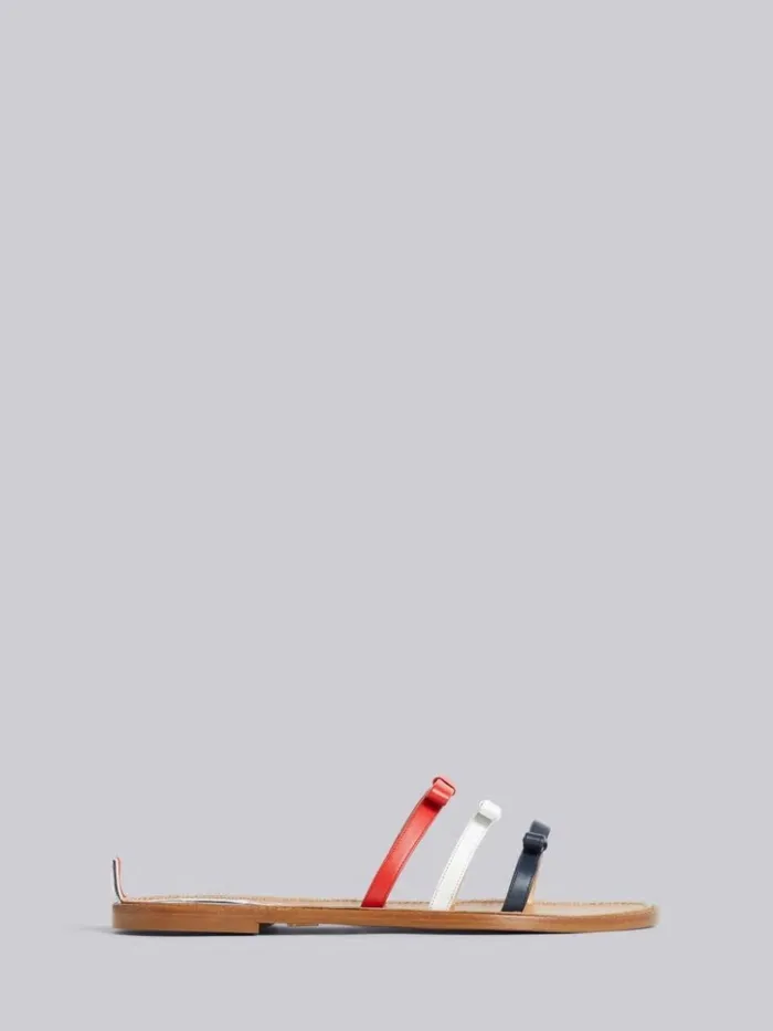 Vitello Calf Leather Three Bow Slide Sandal Multicolor Women Thom Browne Slippers and Sandals Vitello Calf Leather Three Bow Slide Sandal Multicolor Women Thom Browne Slippers and Sandals