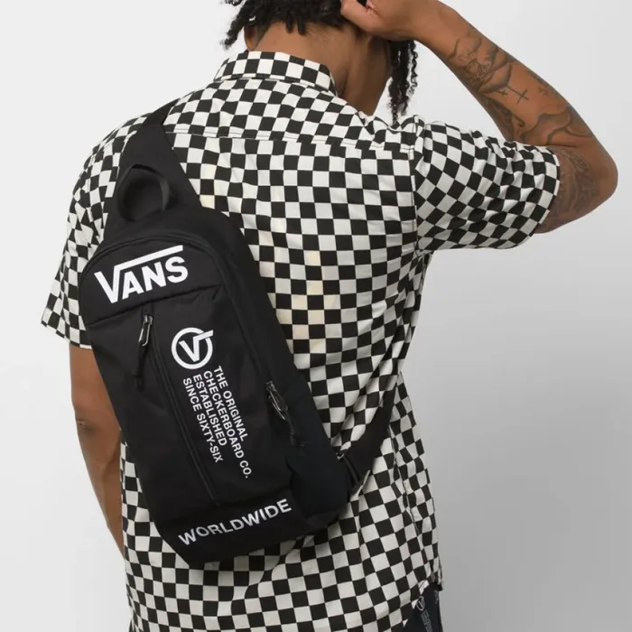 Warp Sling Bag Black Distortion Men Backpacks and Bags Vans