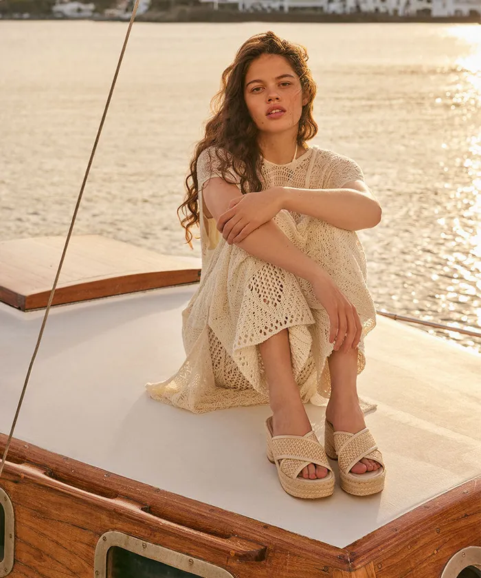 Wedges Women Dolce Vita Eldora Heels Natural White Raffia