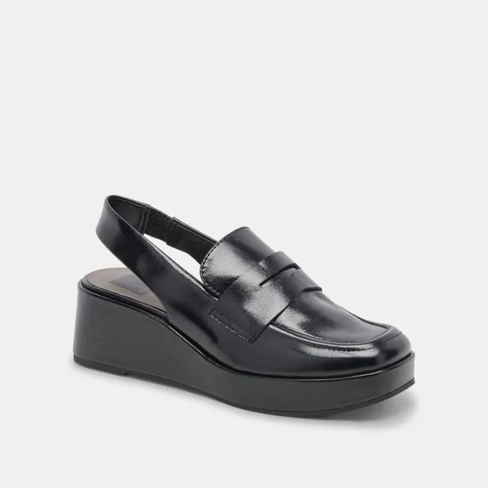 Wedges Women Dolce Vita Nada Loafers Midnight Crinkle Patent