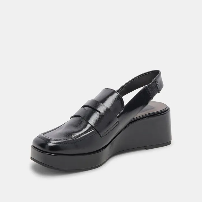 Wedges Women Dolce Vita Nada Loafers Midnight Crinkle Patent