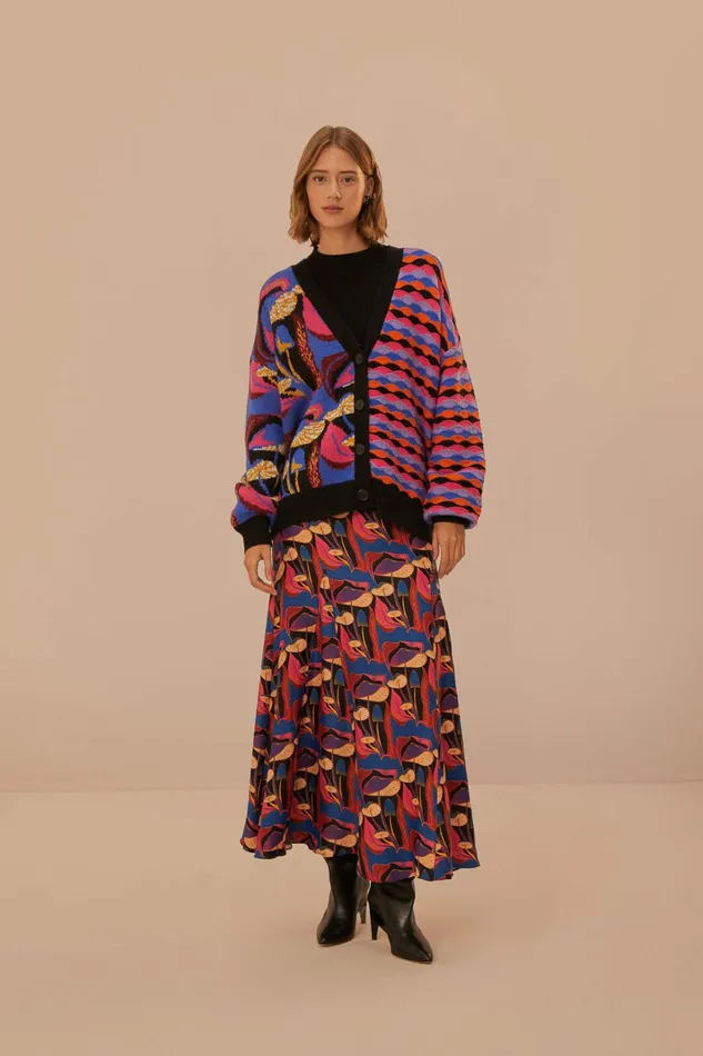 Wild Mushrooms Black Maxi Skirt Women FARM Rio Skirts