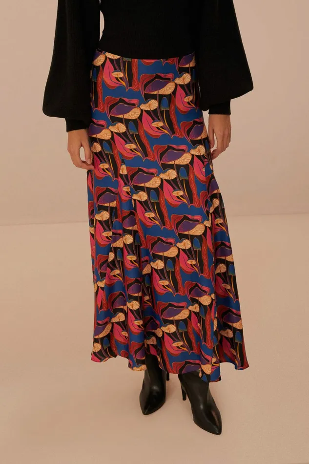 Wild Mushrooms Black Maxi Skirt Women FARM Rio Skirts Wild Mushrooms Black Maxi Skirt Women FARM Rio Skirts