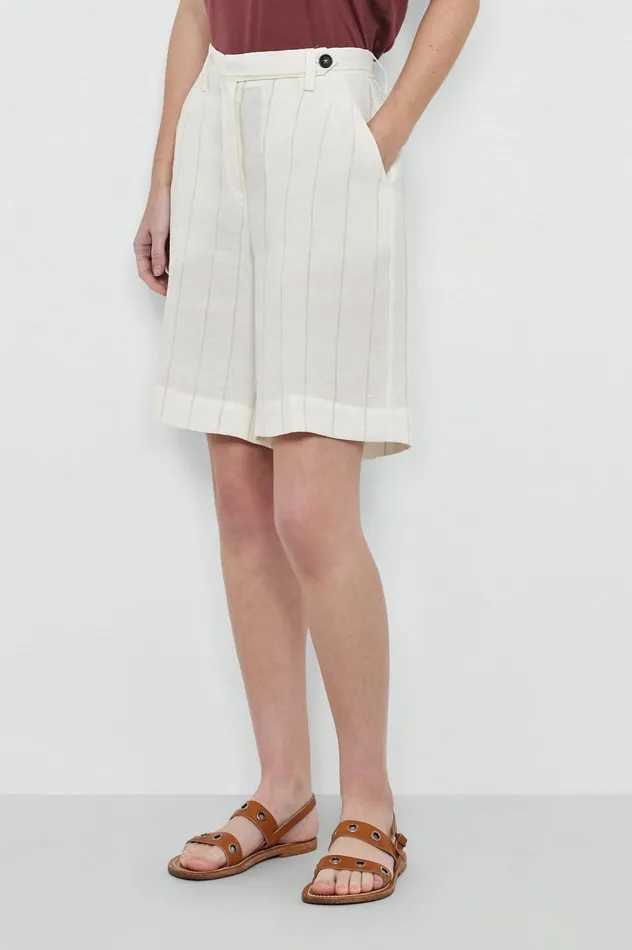 Women AIKA 8211 Linen Bermuda Shorts 8211 Sesame Massimo Alba Trousers and Shorts
