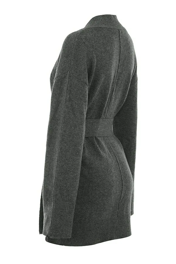 Women Alaia Charcoal Cashmere Blend Belted Cardigan House Of CB Tops