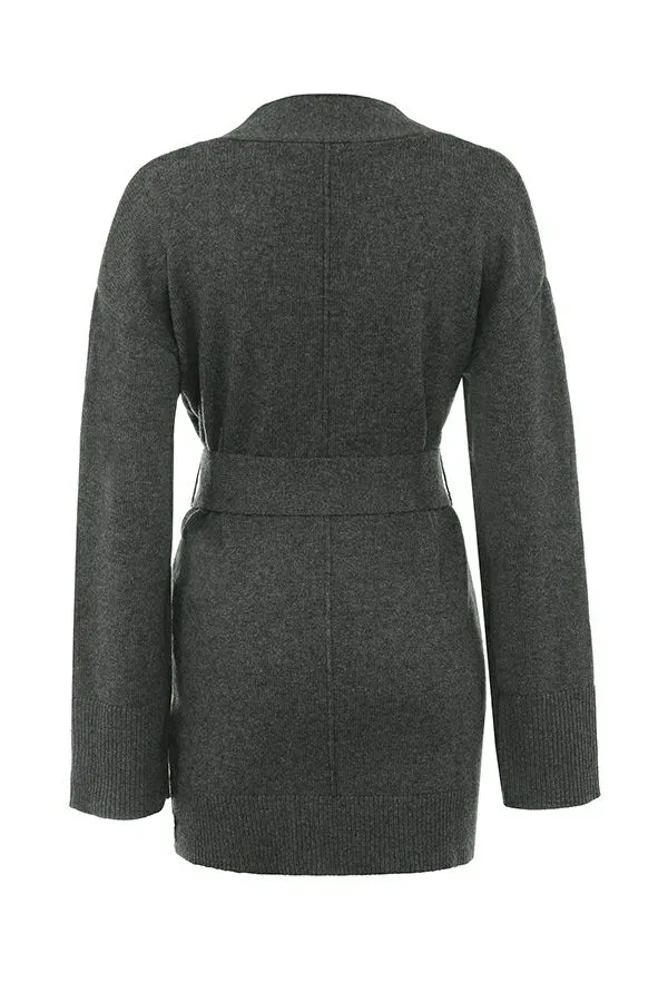 Women Alaia Charcoal Cashmere Blend Belted Cardigan House Of CB Tops