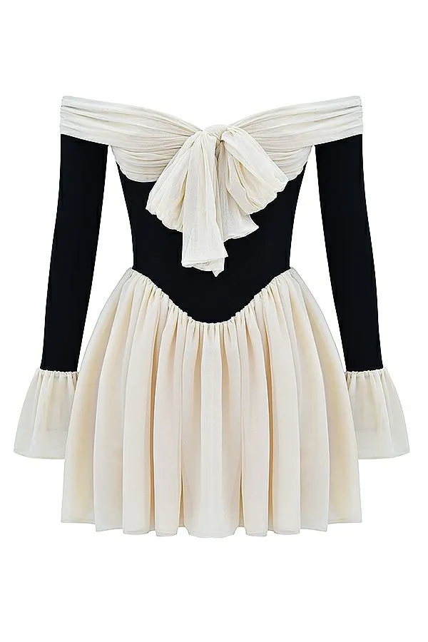 Women Alana Black and Cream Off Shoulder Dress House Of CB Dresses