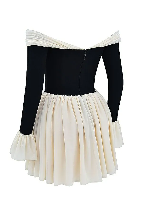 Women Alana Black and Cream Off Shoulder Dress House Of CB Dresses