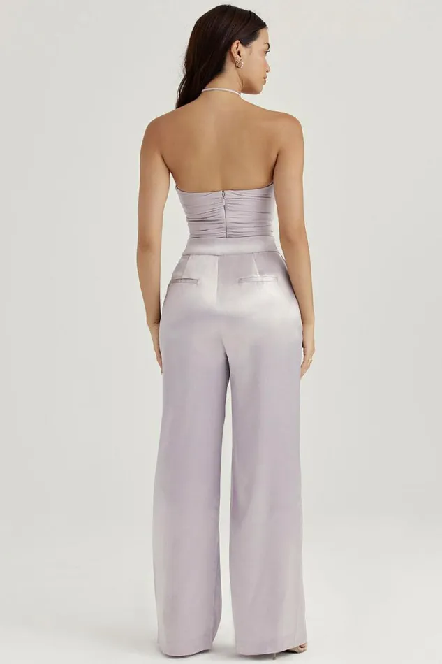 Women Alivia Grey Satin Trousers House Of CB Bottoms Women Alivia Grey Satin Trousers House Of CB Bottoms