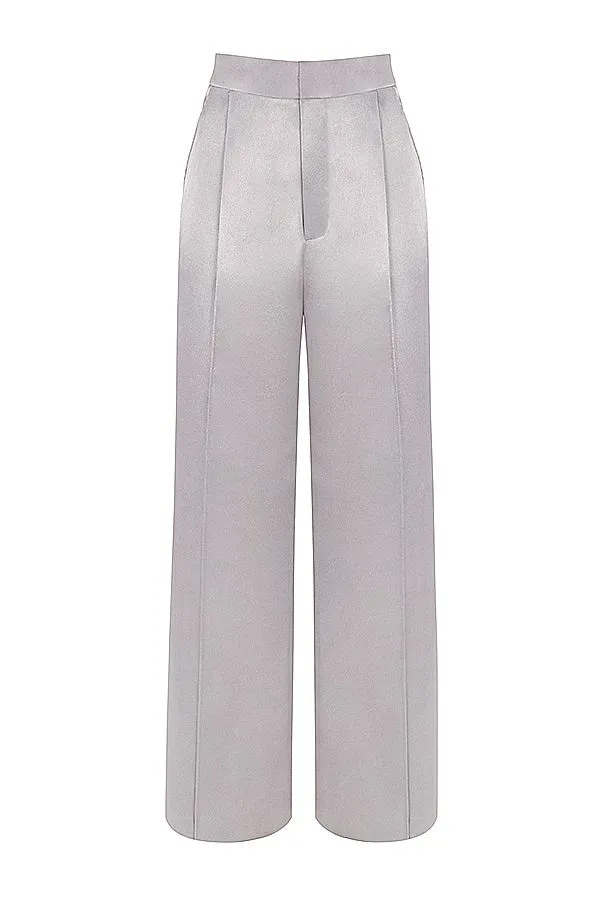 Women Alivia Grey Satin Trousers House Of CB Bottoms Women Alivia Grey Satin Trousers House Of CB Bottoms