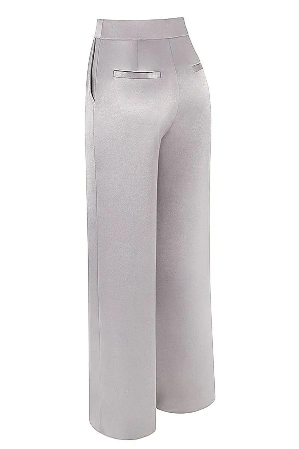Women Alivia Grey Satin Trousers House Of CB Bottoms Women Alivia Grey Satin Trousers House Of CB Bottoms