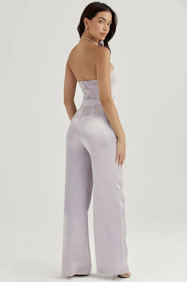 Women Alivia Grey Satin Trousers House Of CB Bottoms Women Alivia Grey Satin Trousers House Of CB Bottoms