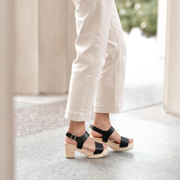 Women AllDay Open Toe Clog Black Nisolo Heels