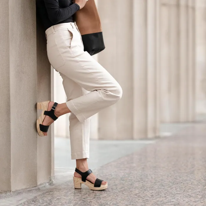 Women AllDay Open Toe Clog Black Nisolo Heels