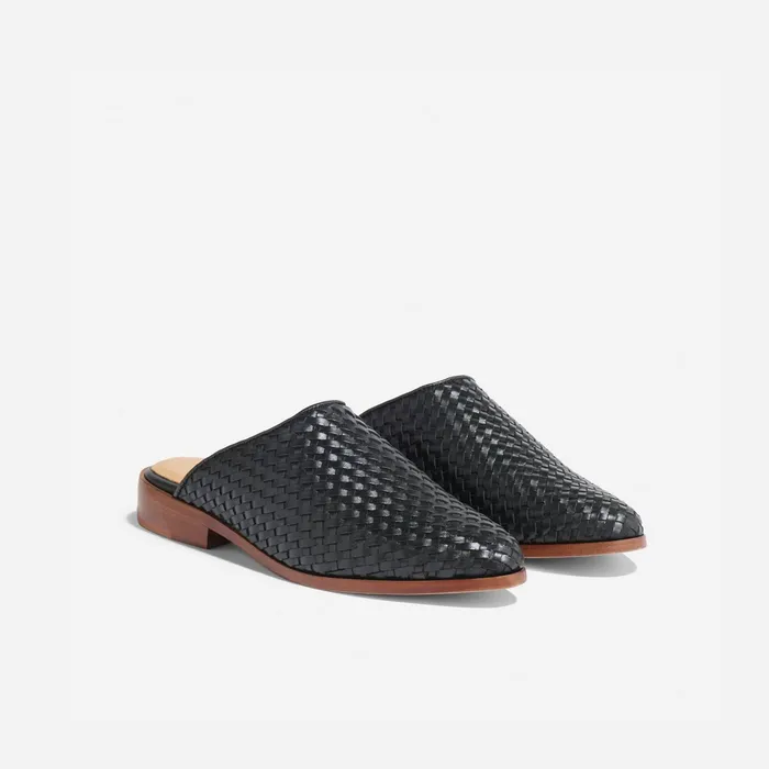 Women Ama Woven Mule Woven Black Nisolo Flats and Slip Ons