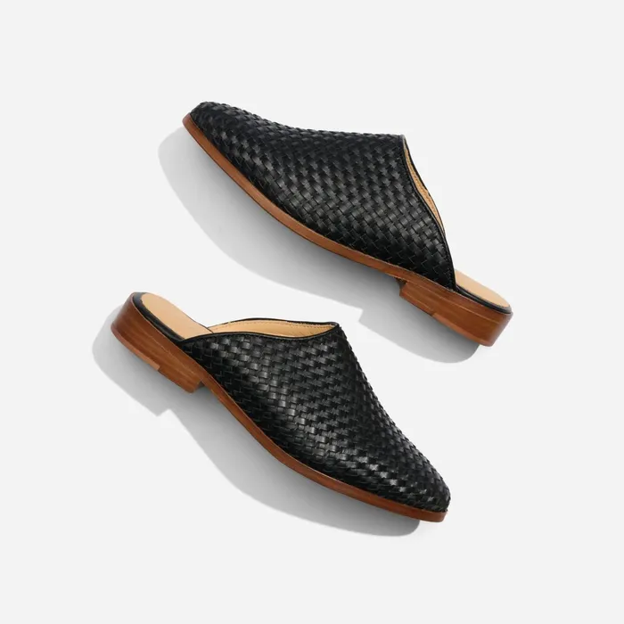 Women Ama Woven Mule Woven Black Nisolo Flats and Slip Ons