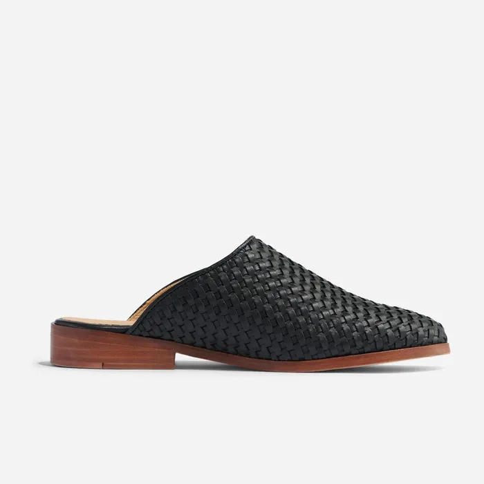 Women Ama Woven Mule Woven Black Nisolo Flats and Slip Ons